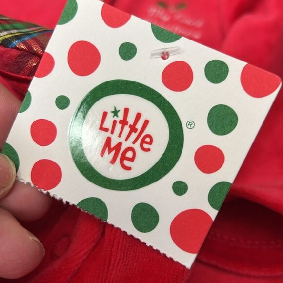 Little Me My First Christmas Velour embroidered Footie NWT size 6 months - Picture 13 of 14